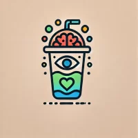 DALL·E 2024-07-21 11.45.38 - A simple icon representing 'The Awareness Smoothie'. The icon features a smoothie cup with various elements like a brain, an eye, and a heart integrat