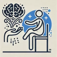 DALL·E 2024-07-21 15.37.20 - A simple icon representing 'The Thought Tamer' in the style of the provided image. The icon features a figure or symbol taming a wild, chaotic brain w