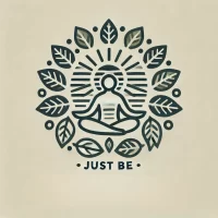 DALL·E 2024-07-22 11.47.38 - A simple icon representing 'just be' in the style of the provided image. The icon features a serene figure in a relaxed, meditative pose surrounded by