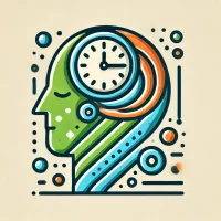 DALL·E 2024-07-22 13.07.39 - An icon with a similar color scheme and style to the provided image, representing 'The Time Traveler's Mind.' The icon features a stylized human head