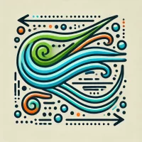 DALL·E 2024-07-24 16.39.51 - An icon with a similar color scheme and style to the previous images, representing 'Invisible Currents.' The icon features stylized flowing lines or w