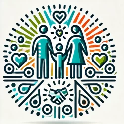 DALL·E 2024-07-24 18.32.56 - An icon with a similar color scheme and style to the previous images, representing 'Empower Families.' The icon features a stylized family group, with