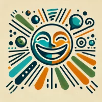 DALL·E 2024-07-25 18.42.53 - An icon with a similar color scheme and style to the previous images, representing 'Laugh Without Words.' The icon features a stylized face with a big