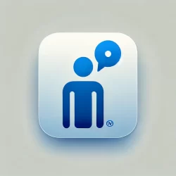 DALL·E 2024-10-24 13.42.46 - A minimalist square icon representing verbal communication, designed in a simple blue color scheme. The icon should feature a figure with a speech bub