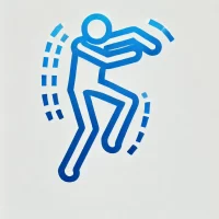 DALL·E 2024-10-25 14.15.06 - A 2D minimalistic icon representing 'viral TikTok dance.' The icon could feature an abstract figure or silhouette in a dance pose, with motion lines o