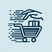 DALL·E 2024-10-25 14.17.22 - A 2D minimalistic icon representing 'popular products selling out quickly.' The icon could feature a shopping cart or package with motion lines sugges