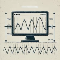 DALL·E 2024-10-26 11.48.30 - A simple, hand-drawn 2D illustration representing computer network usage with peak and off-peak periods. Show a computer icon with waves or lines repr