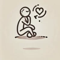 DALL·E 2024-10-31 09.03.06 - A simple, hand-drawn style icon representing a young person in a thoughtful pose, possibly sitting outside or on a walk, with a small heart or gentle