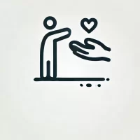 DALL·E 2024-10-31 09.38.39 - A simple, hand-drawn icon representing empathy and helping others. It shows a person with a caring expression, extending a hand to another person or a