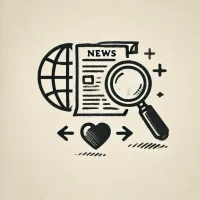 DALL·E 2024-10-31 12.54.43 - A simple, hand-drawn icon representing navigating news and current events. It shows a small newspaper or globe symbol with a magnifying glass and a he