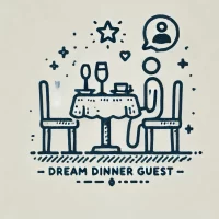 DALL·E 2024-10-31 12.59.16 - A simple, hand-drawn icon representing a dream dinner guest. It shows a small table with two place settings or a figure and a guest symbol (like a sta