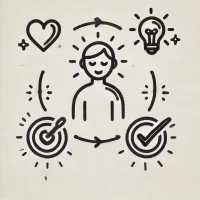 DALL·E 2024-10-31 13.58.44 - A simple, hand-drawn icon representing values and priorities in activities. It shows a person with symbols around them like a heart, light bulb, and c