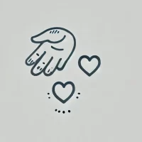 DALL·E 2024-10-31 22.19.25 - A simple, hand-drawn icon representing helping others and kindness. It shows a hand reaching out with a small heart nearby, symbolizing support, compa