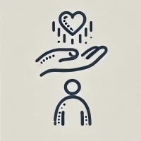 DALL·E 2024-10-31 22.44.58 - A simple, hand-drawn icon representing kindness and spreading happiness. It shows a person with a small heart floating above their hand, symbolizing a