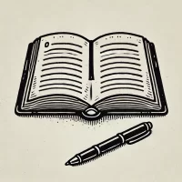 DALL·E 2024-10-31 22.57.17 - A simple, hand-drawn icon depicting an open book with several blank pages, inviting the viewer to write. Each page has a few visible lines representin