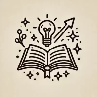 DALL·E 2024-10-31 23.18.59 - A simple, hand-drawn icon representing the joy of learning, featuring an open book with sparkles around it, a lightbulb, and an arrow symbolizing grow